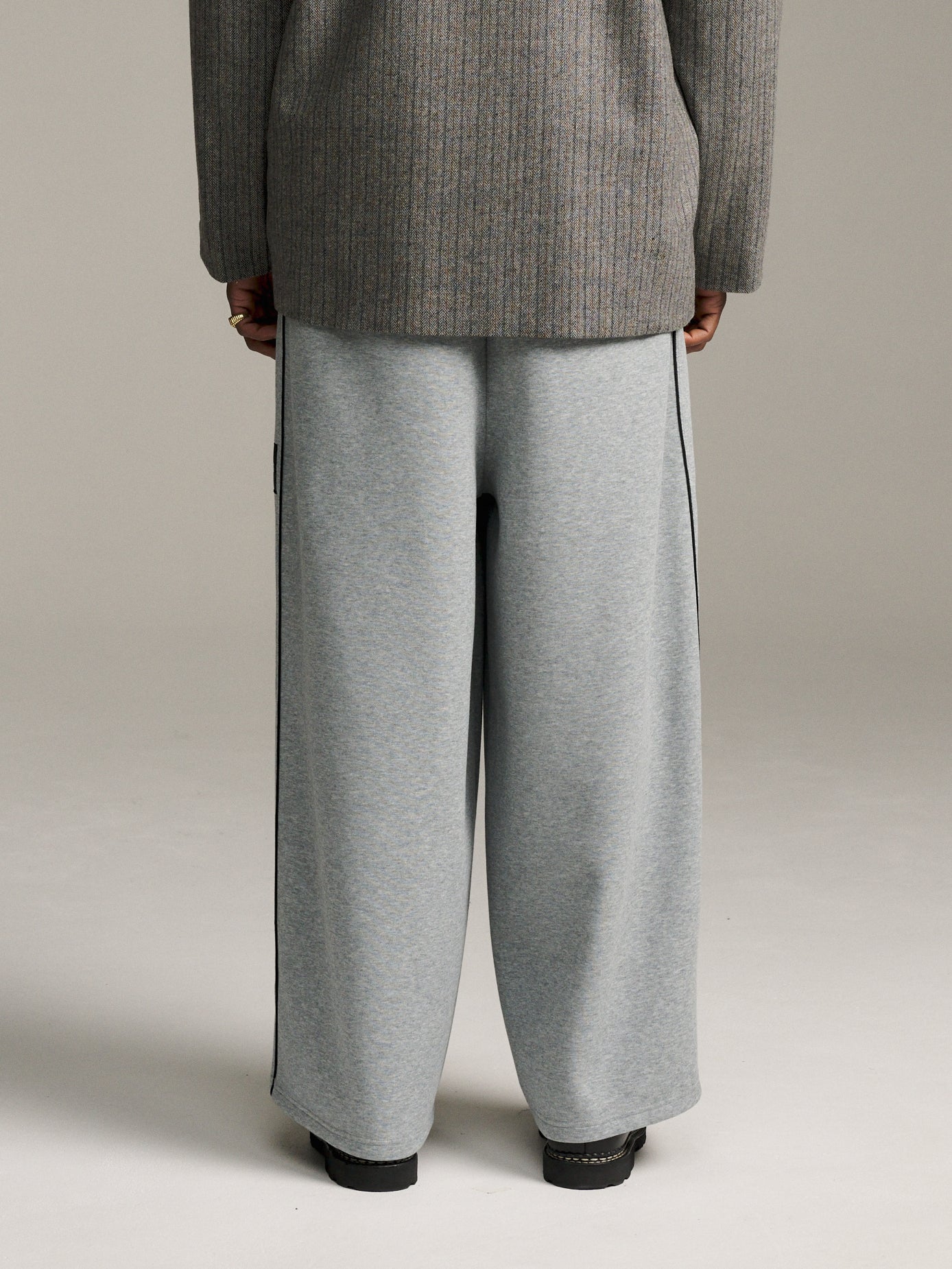 Piped Relax Pant - Dark Grey Marle