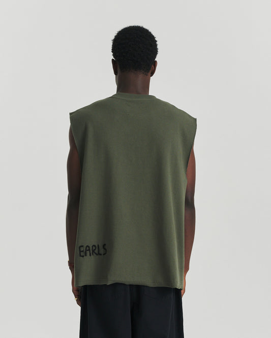 Distressed Rib Tank - Khaki