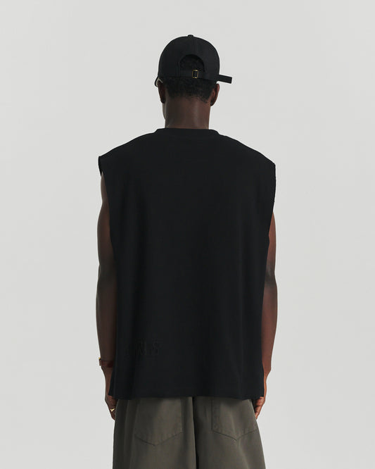 Distressed Rib Tank - Black