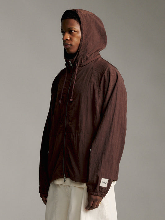 Nylon Zip Hood - Chocolate