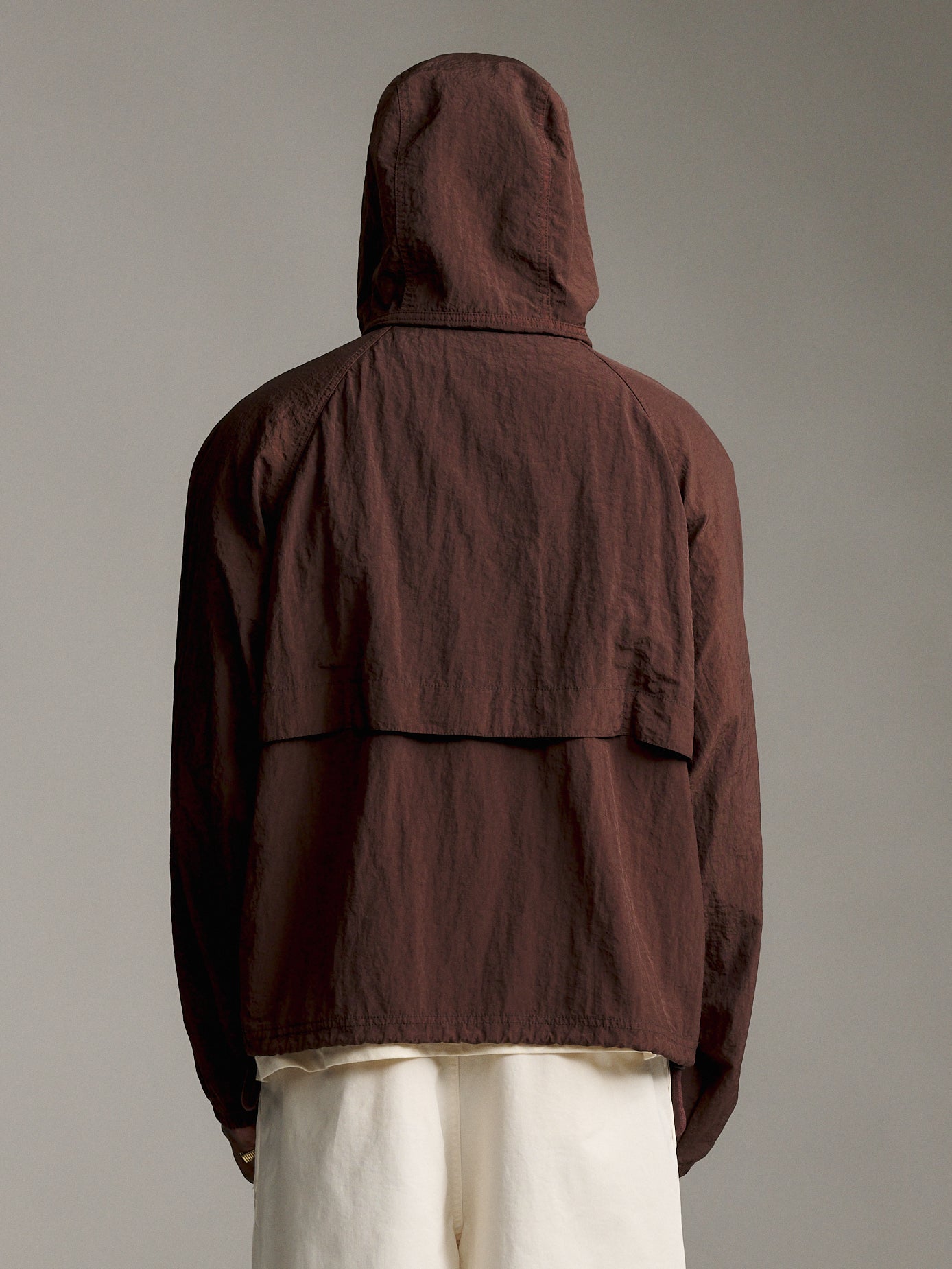 Nylon Zip Hood - Chocolate