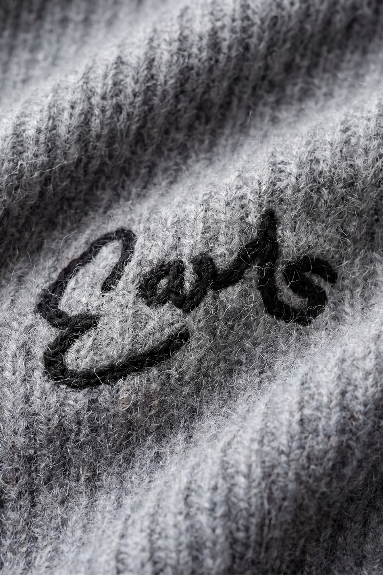 V-Neck Mohair Knit - Grey Marle