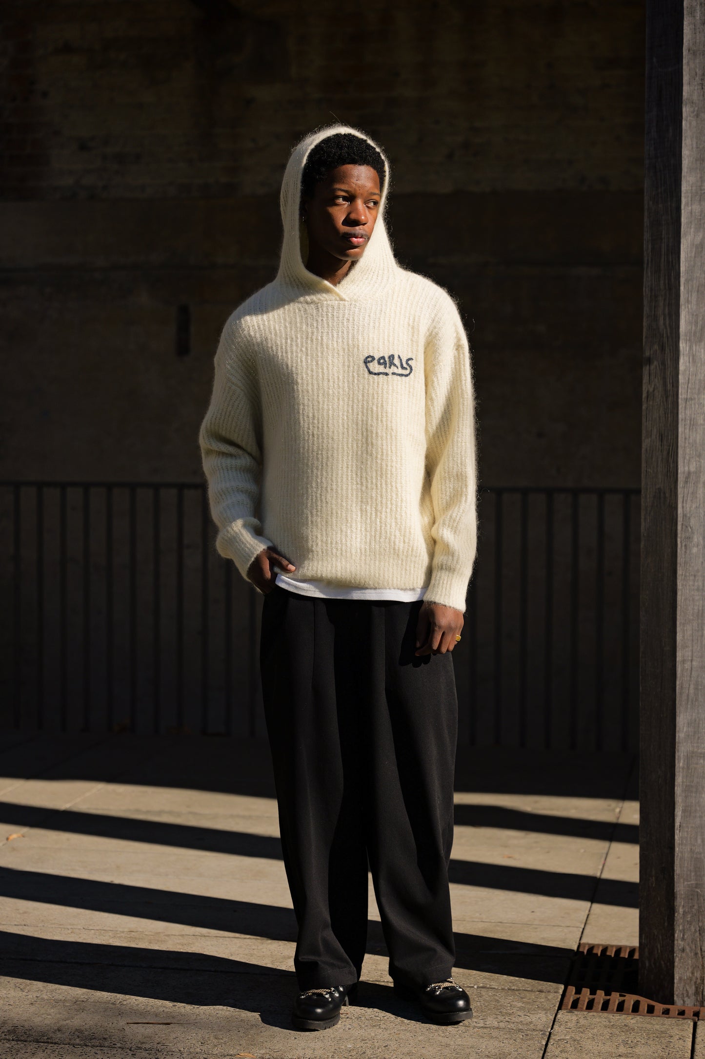 Mohair Knit Hood - Cream