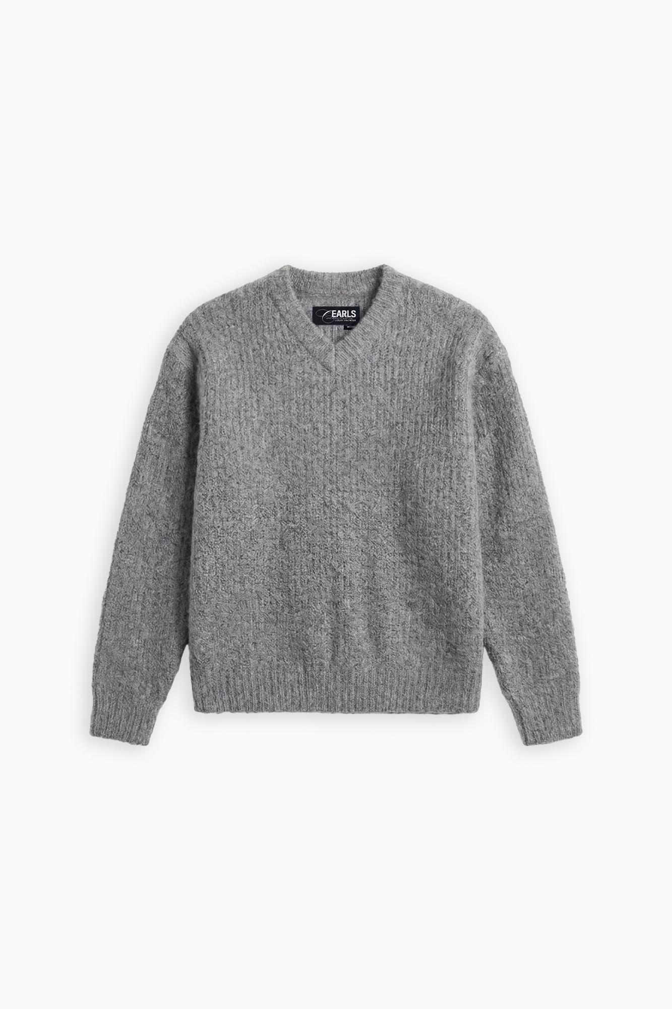 V-Neck Mohair Knit - Grey Marle