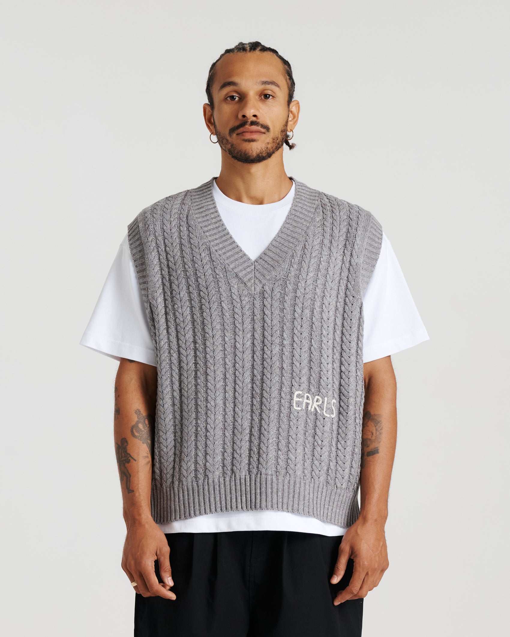 Cableknit Vest - Blue Grey
