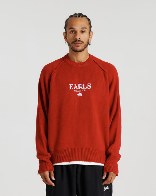 Distressed Hem Knit - Red