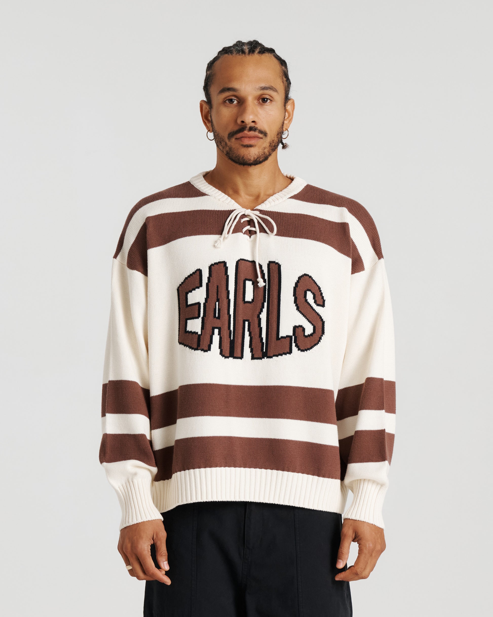 Hockey Knit - Cream/Brown