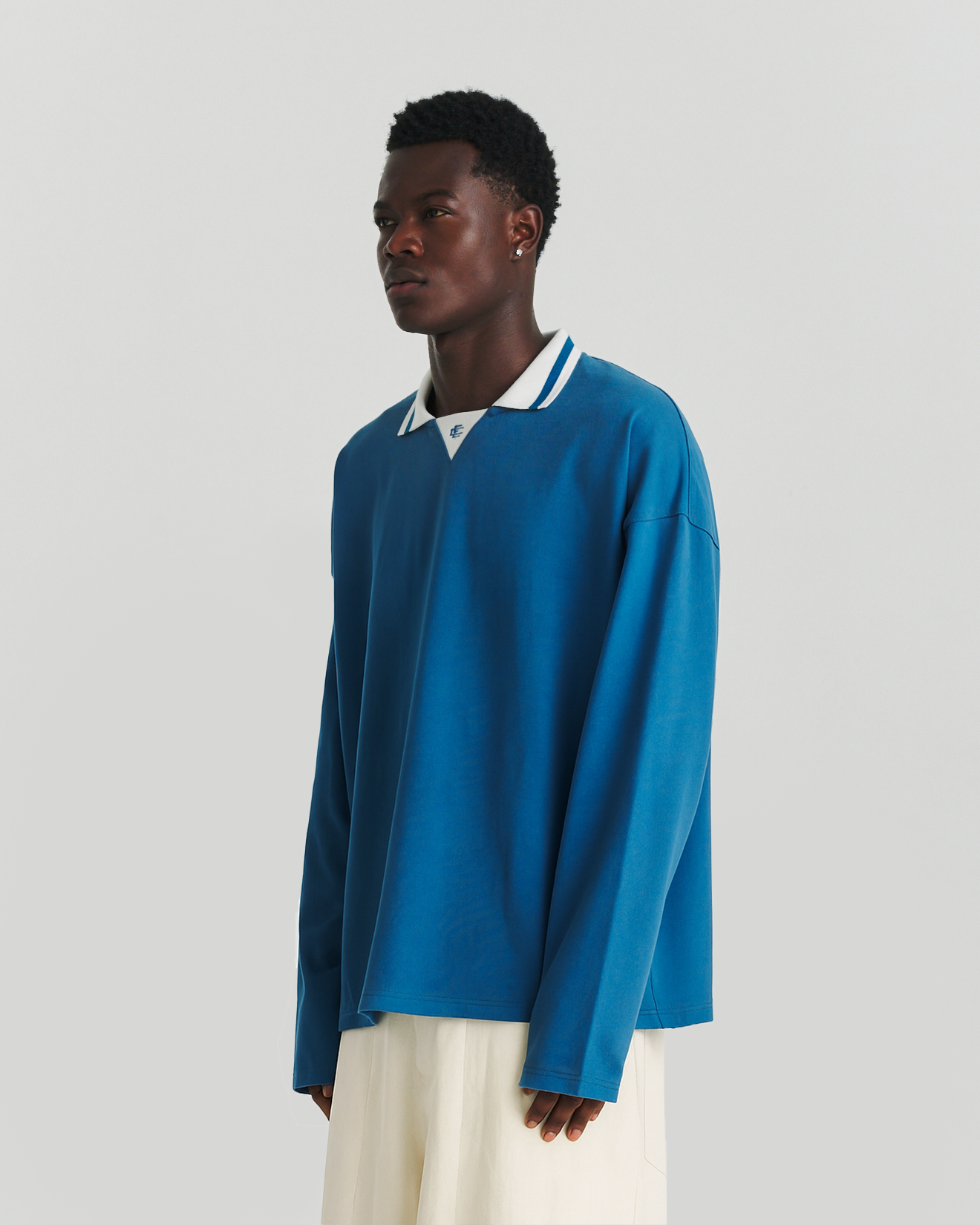 L/S Sports Polo - Blue/Pristine