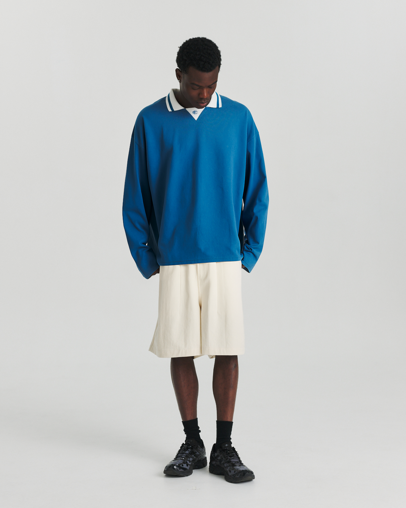 L/S Sports Polo - Blue/Pristine