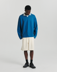 L/S Sports Polo - Blue/Pristine