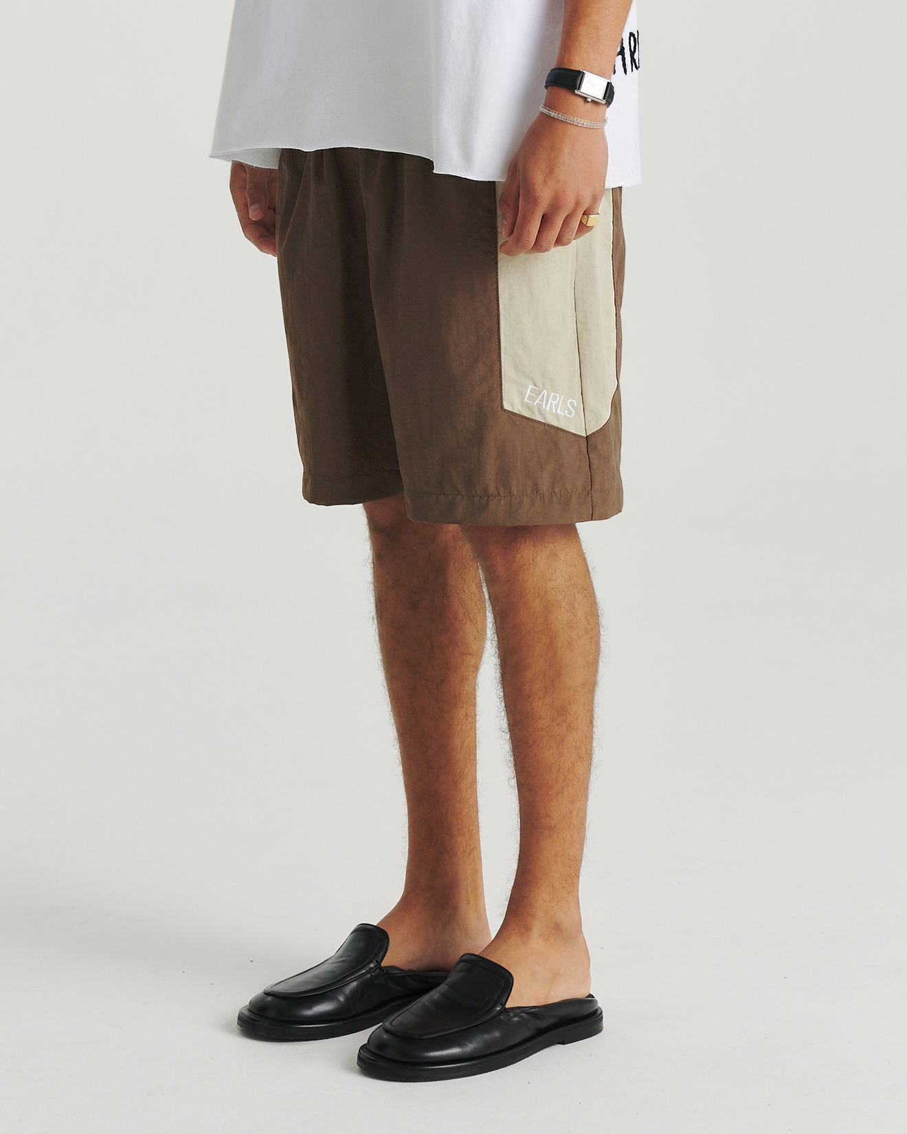 Panelled Swim Short - Brown