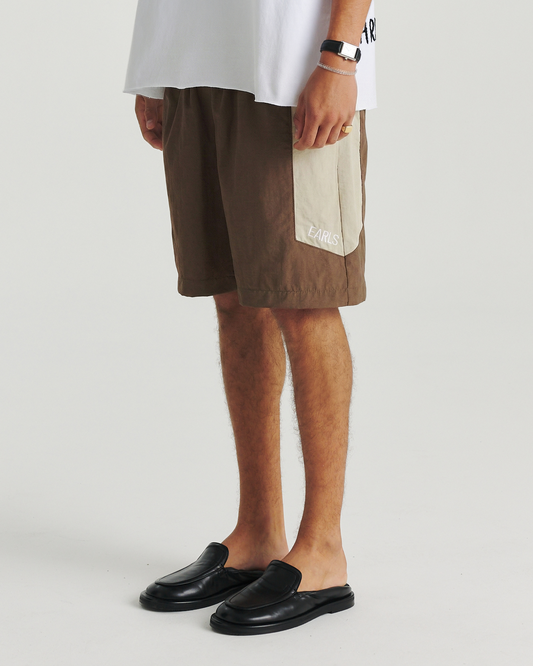 Panelled Swim Short - Brown