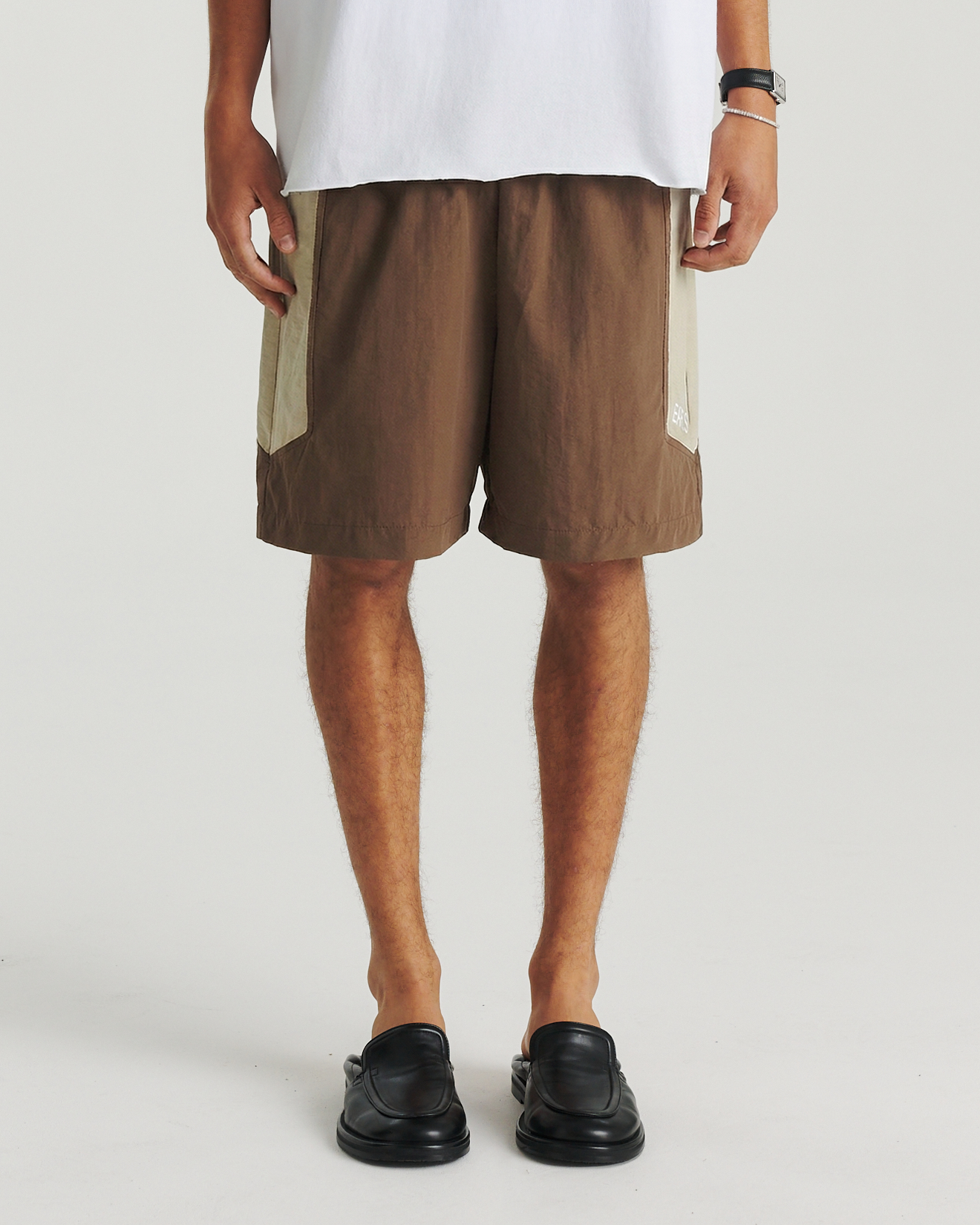 Panelled Swim Short - Brown