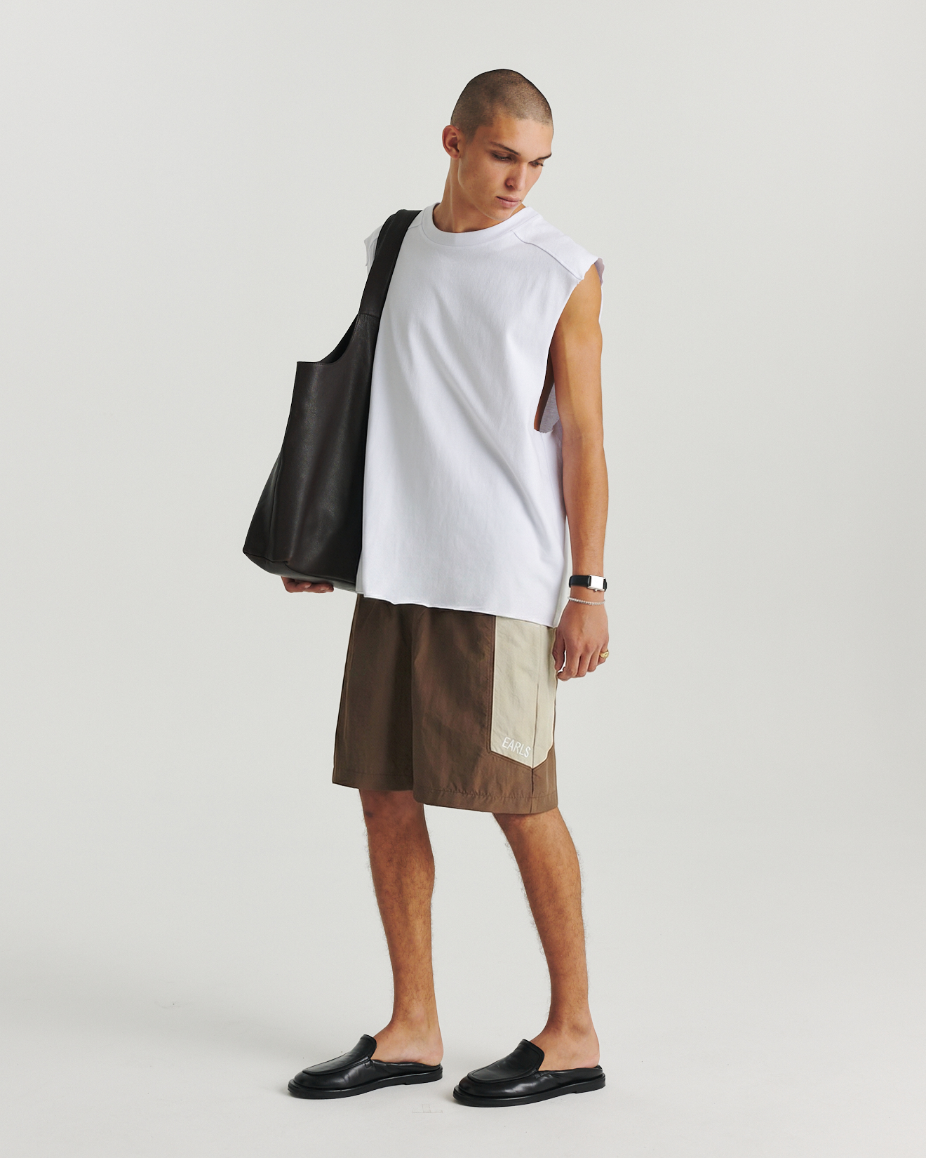 Panelled Swim Short - Brown