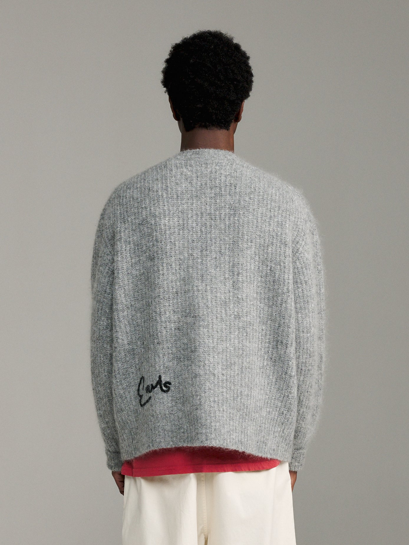 V-Neck Mohair Knit - Grey Marle