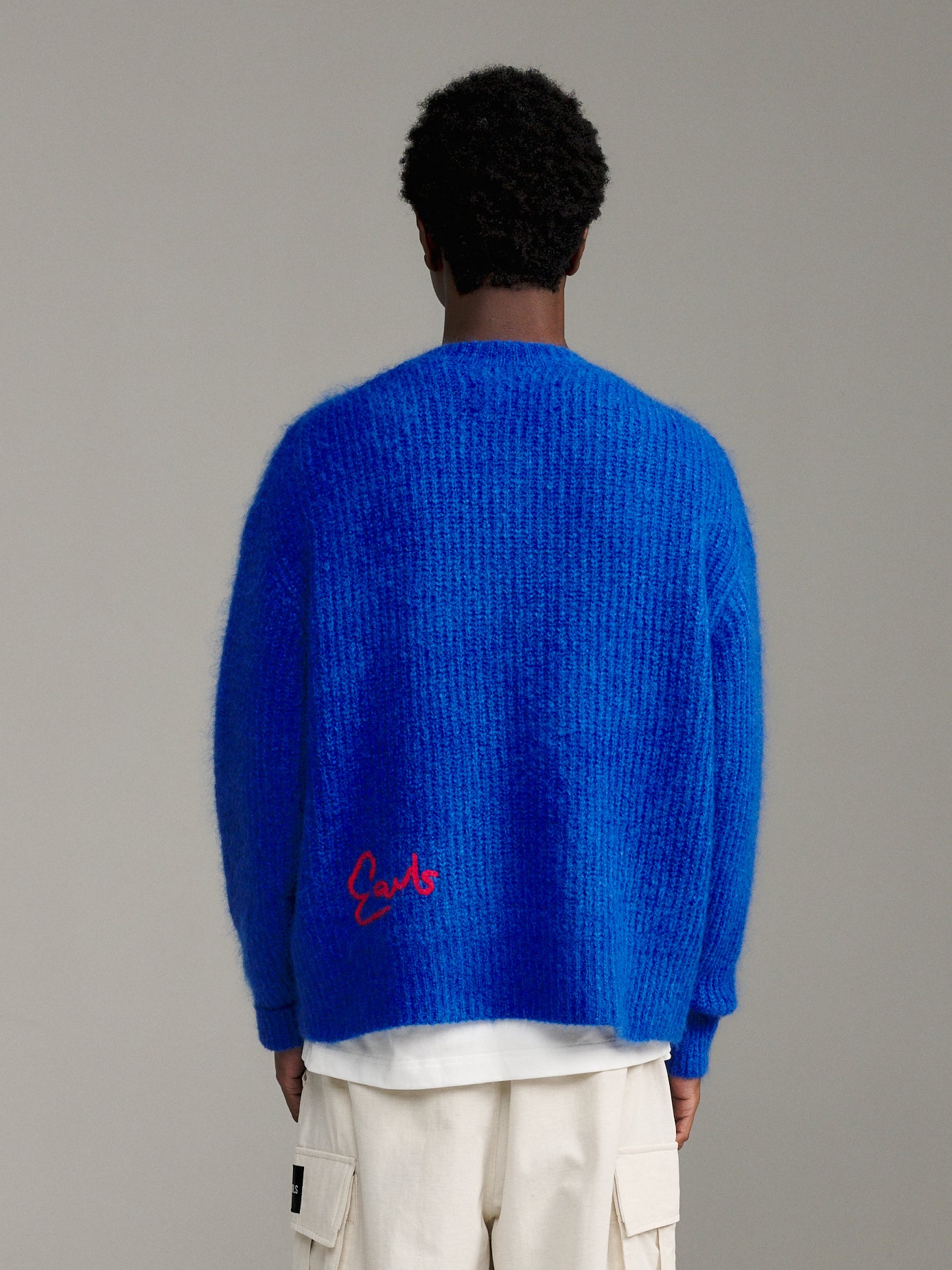 V-Neck Mohair Knit - Cobalt