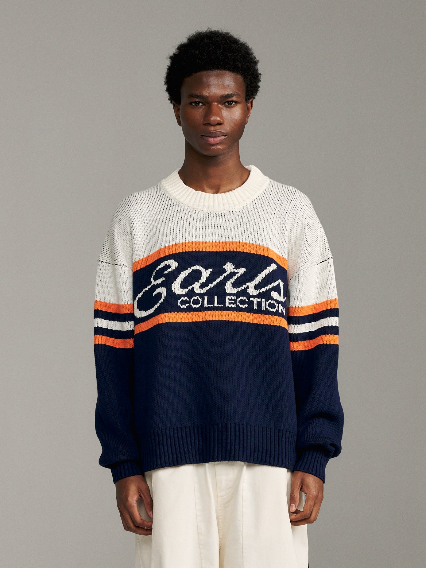 Sideline Intarsia - Navy/Orange