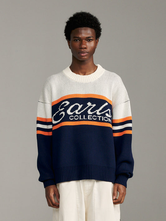 Sideline Intarsia - Navy/Orange