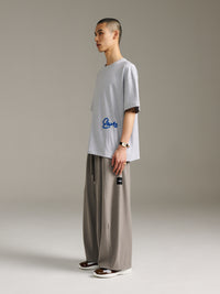 Rough Embroidery Tee - Grey Marle