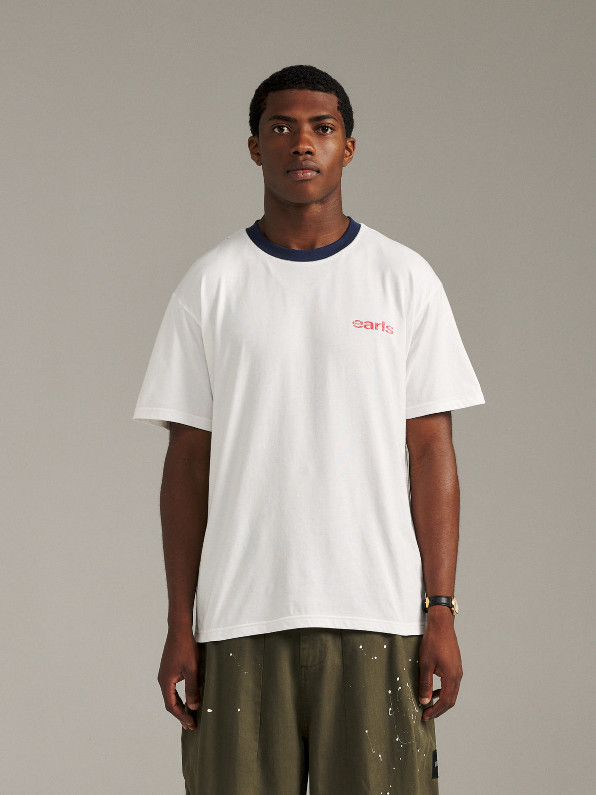Pennant Tee - Off White/Navy