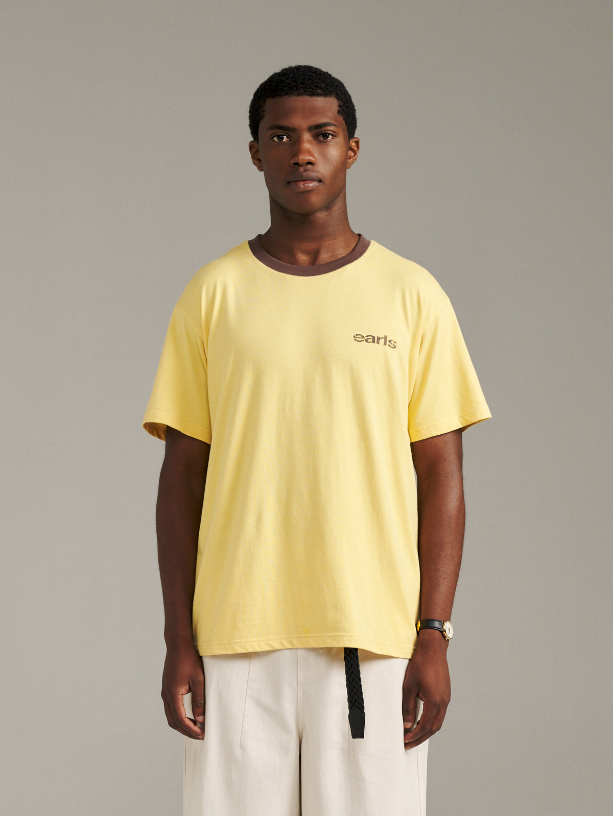 Pennant Tee - Pale Yellow/Brown