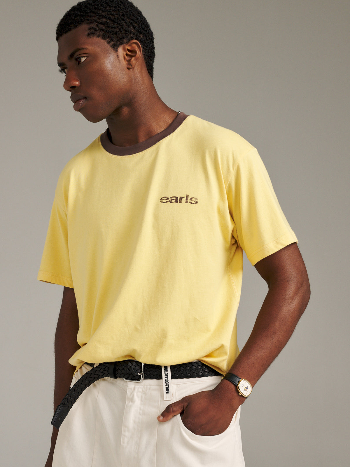 Pennant Tee - Pale Yellow/Brown