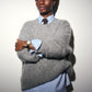 V-Neck Mohair Knit - Grey Marle