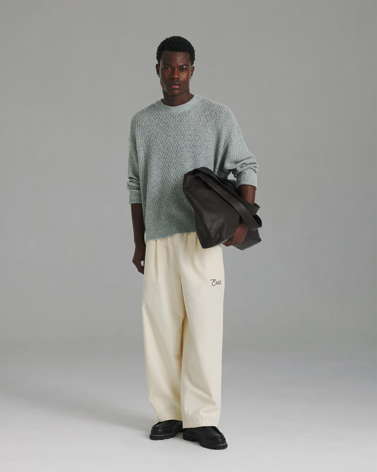 Linen Knit Crew - Blue