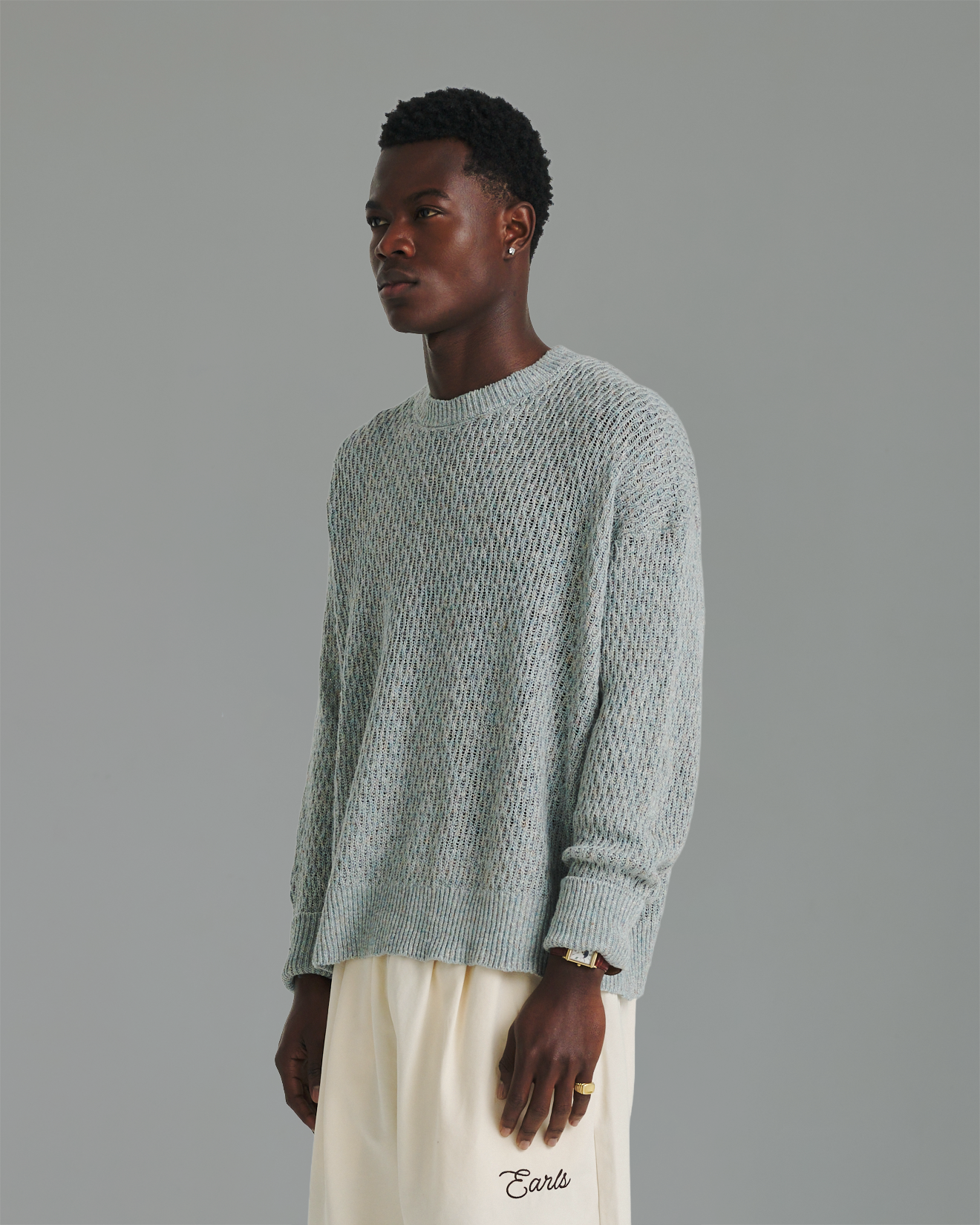 Linen Knit Crew - Blue