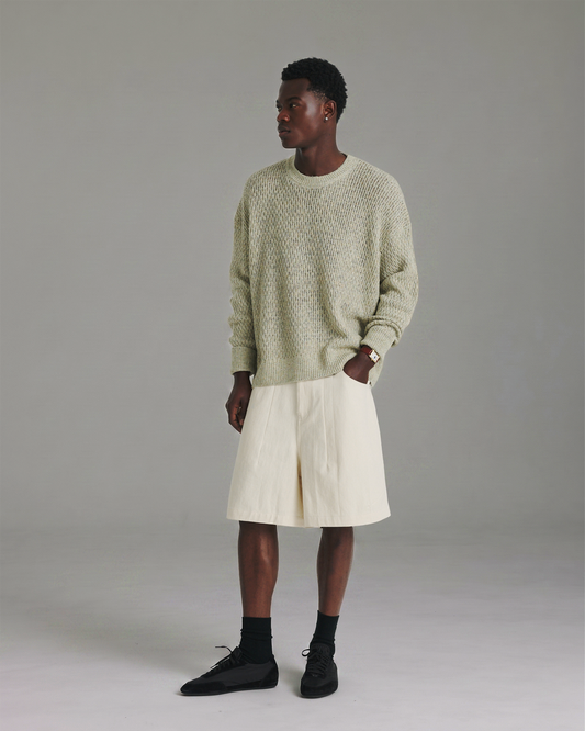 Linen Knit Crew - Green