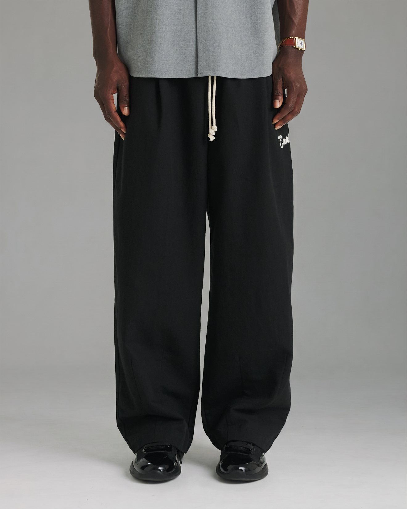 Cotton/Linen Easy Pant - Black