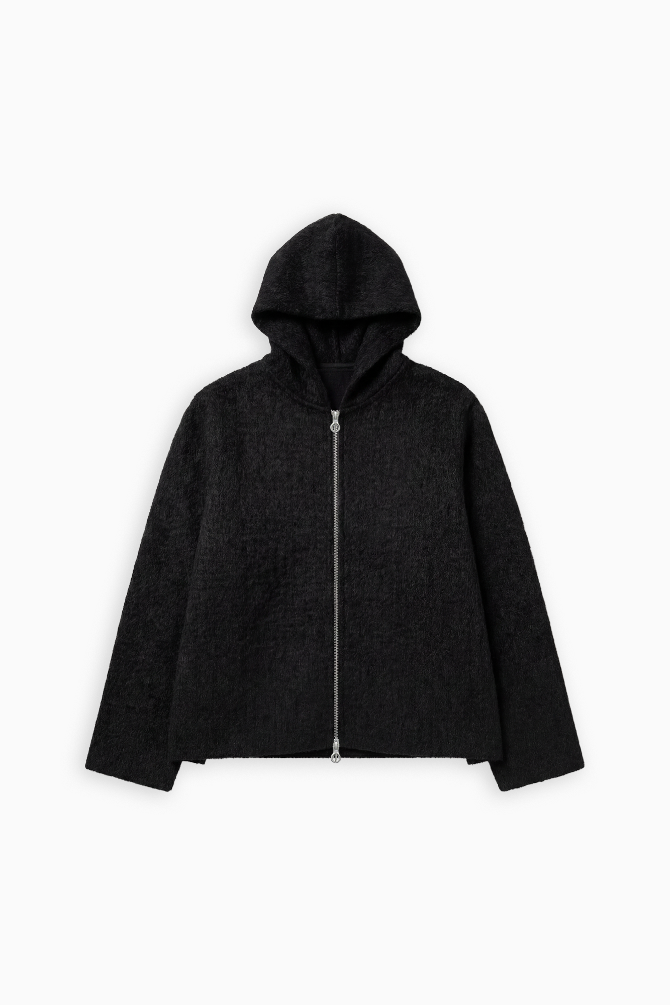 Furry Zip Hood - Black