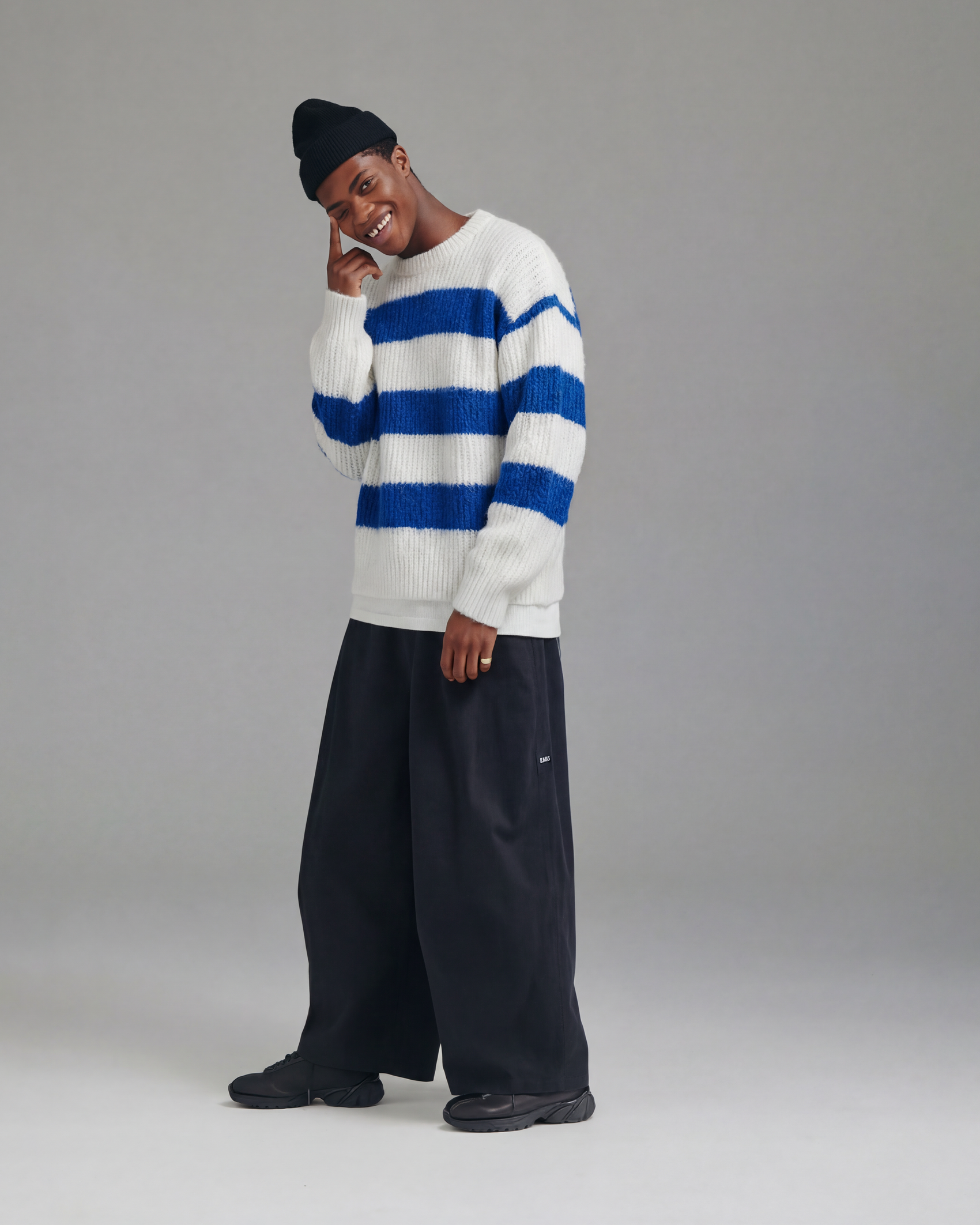 Stripe Mohair Knit - Off White/Blue