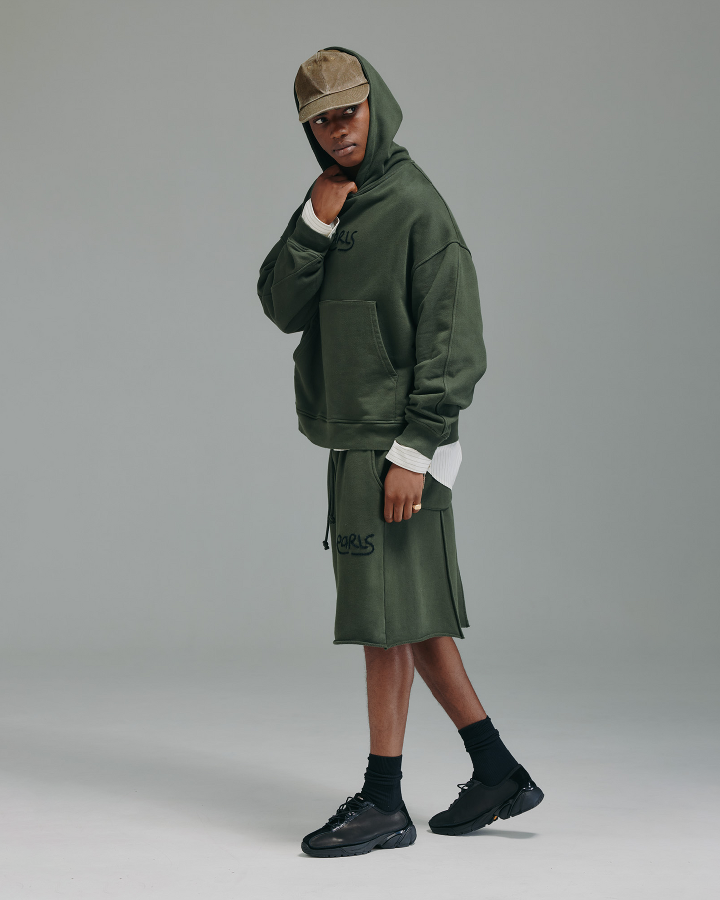 Thick Stitch Hood - Khaki/Black