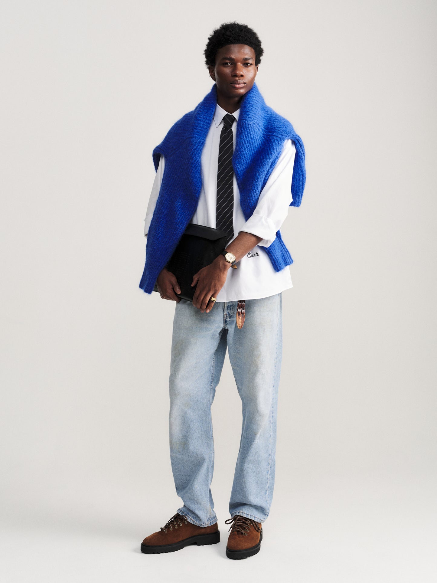 V-Neck Mohair Knit - Cobalt